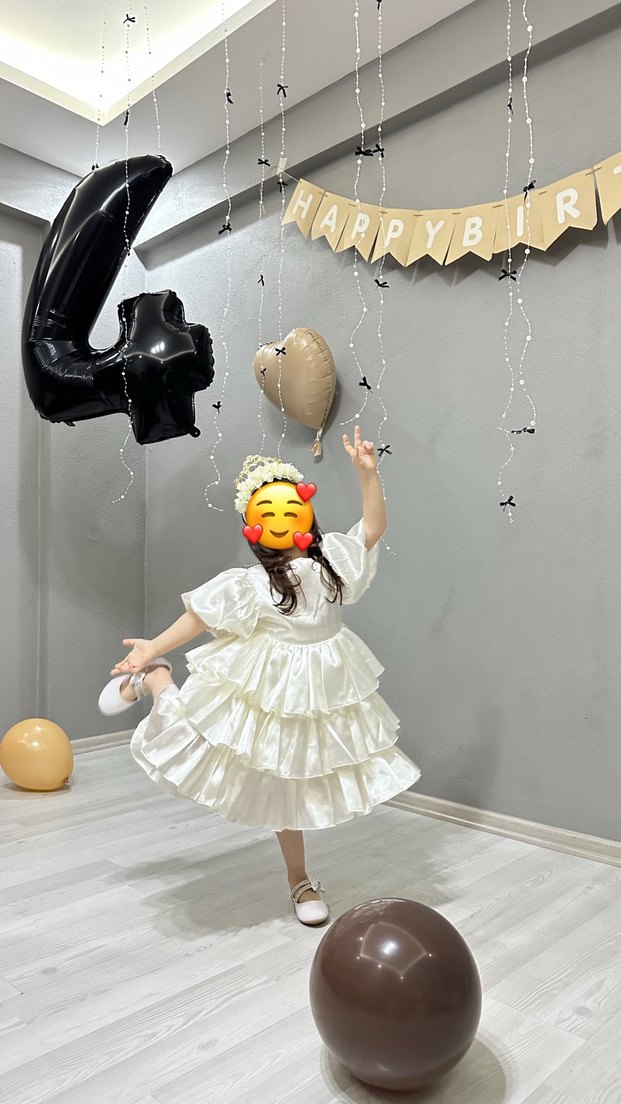 Fırfırlı Beyaz Çocuk Abiye Elbise - Görsel 2