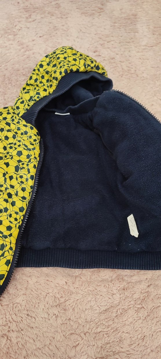 Sarı Kapüşonlu Erkek bebek Fermuarlı Mont - Görsel 2