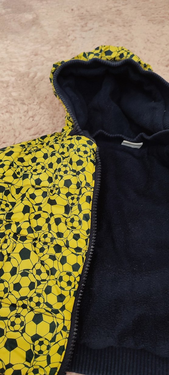 Sarı Kapüşonlu Erkek bebek Fermuarlı Mont - Görsel 3