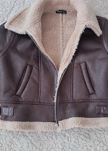 Kürklü Kahverengi Deri Kadın Ceket - Görsel 2