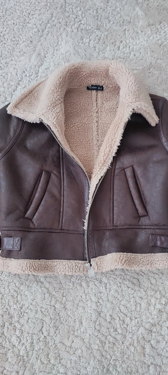 Kürklü Kahverengi Deri Kadın Ceket - Görsel 2