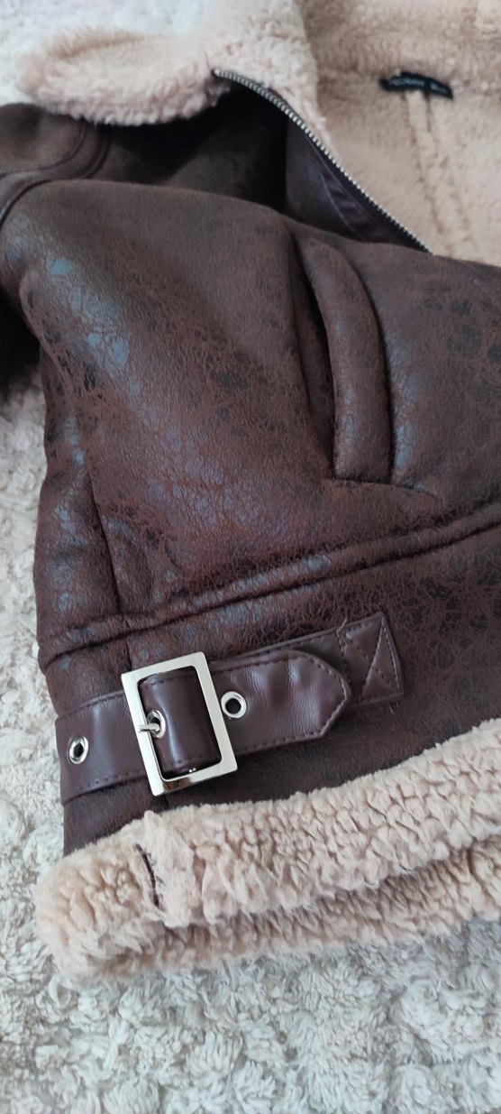 Kürklü Kahverengi Deri Kadın Ceket - Görsel 3