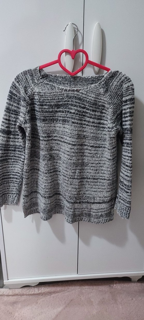 Gri Triko örgü Kadın Kazak - Görsel 2