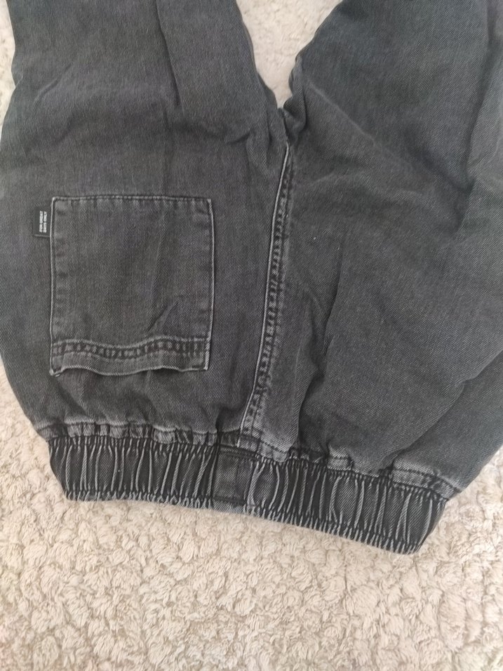 Erkek Gri Bol Kesim Denim Pantolon - Görsel 4