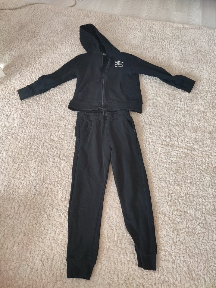 Erkek Siyah Fermuarlı Sweatshirt ve Eşofman Takımı - Görsel 2