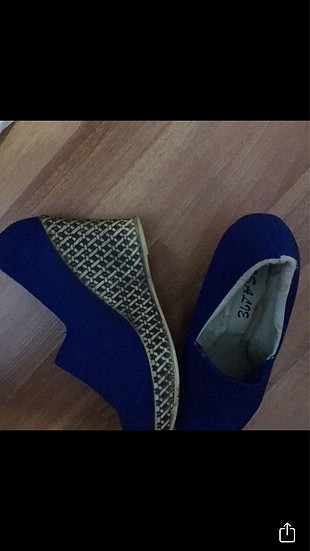 Dolgu topuklu parlement mavi ayakkabı
