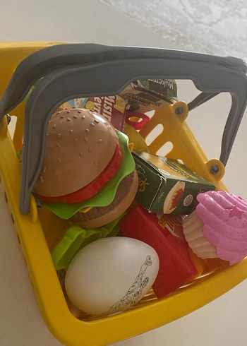 Renkli Oyuncak Mutfak Seti ve Market Sepeti - Görsel 7