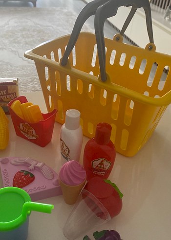 Renkli Oyuncak Mutfak Seti ve Market Sepeti - Görsel 5