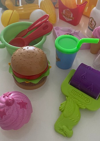 Renkli Oyuncak Mutfak Seti ve Market Sepeti - Görsel 3