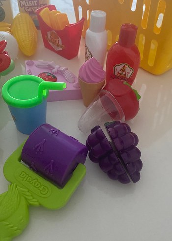 Renkli Oyuncak Mutfak Seti ve Market Sepeti - Görsel 4