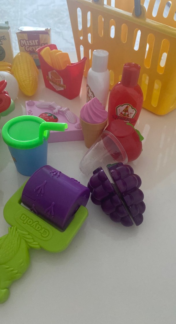 Renkli Oyuncak Mutfak Seti ve Market Sepeti - Görsel 4