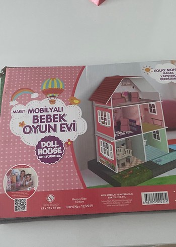 Pembe Karton Mobilyalı Oyun Evi Model Kiti - Görsel 3