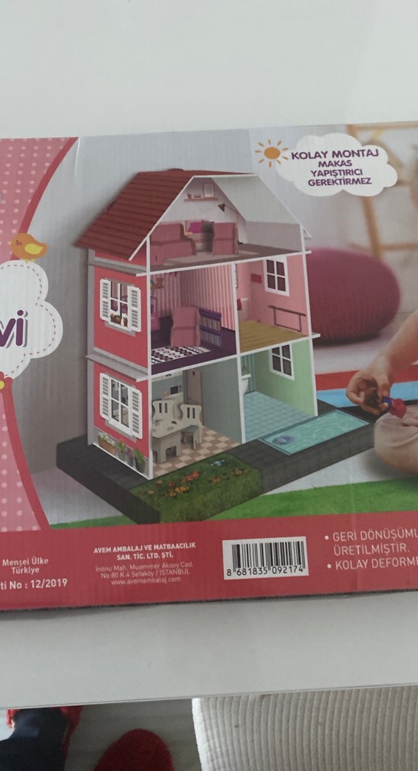 Pembe Karton Mobilyalı Oyun Evi Model Kiti - Görsel 2