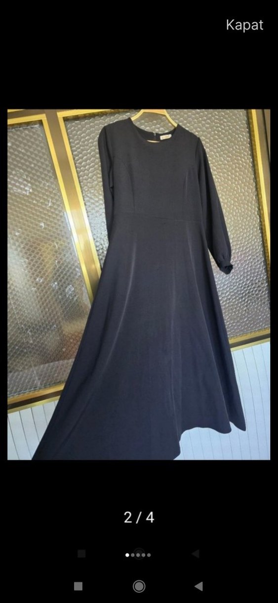 Siyah Uzun Kollu Salaş Uzun Elbise - Görsel 3