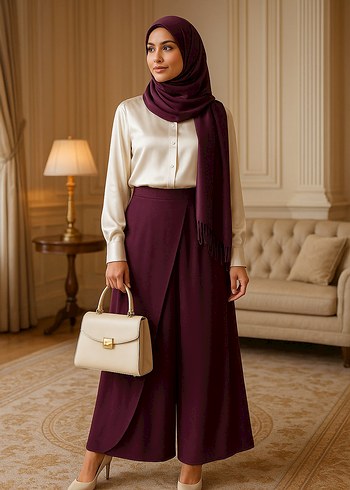 Bordo Pilili Uzun Kadın Etek - Görsel 7