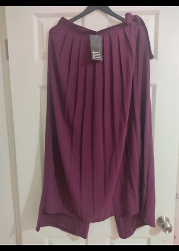 Bordo Pilili Uzun Kadın Etek - Görsel 6