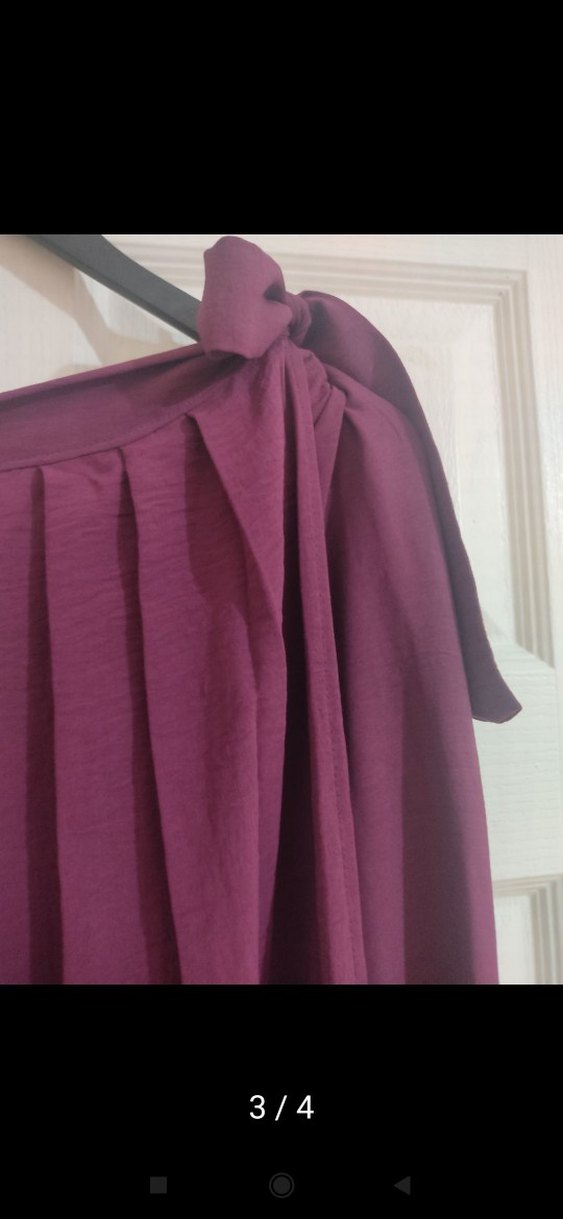 Bordo Pilili Uzun Kadın Etek - Görsel 5