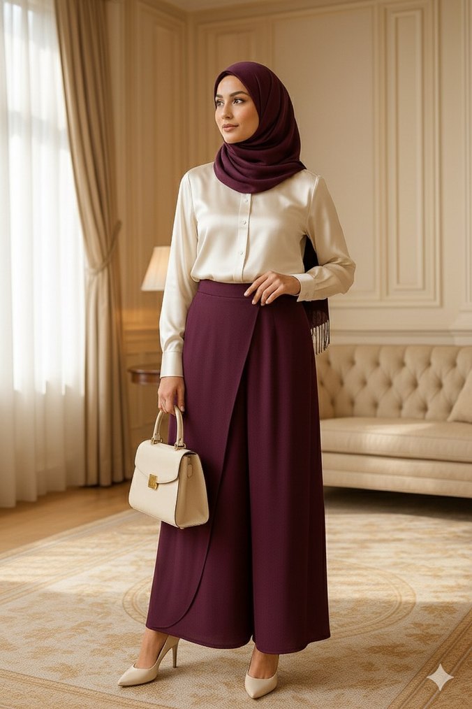 Bordo Pilili Uzun Kadın Etek - Görsel 4