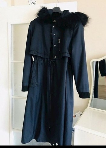 Kadın Siyah Deri Kürklü Uzun Kaban - Görsel 4