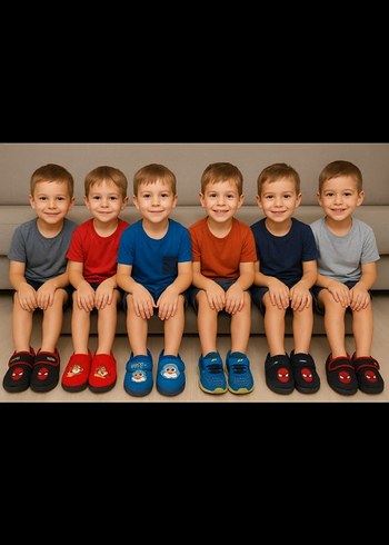 Renkli Erkek Çocuk Terlikleri - Cırt Cırtlı - Görsel 4