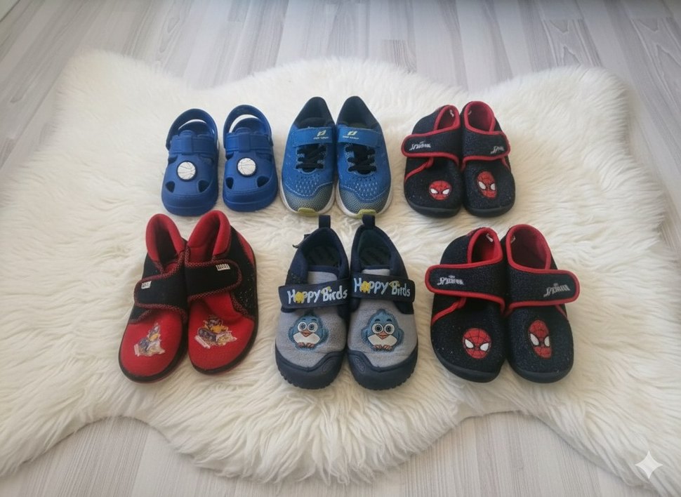 Renkli Erkek Çocuk Terlikleri - Cırt Cırtlı - Görsel 3