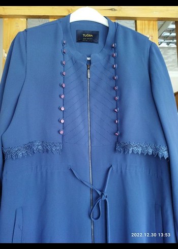 Kadın Lacivert Uzun Düğmeli Kaban - Görsel 4