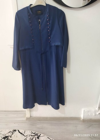 Kadın Lacivert Uzun Düğmeli Kaban - Görsel 7