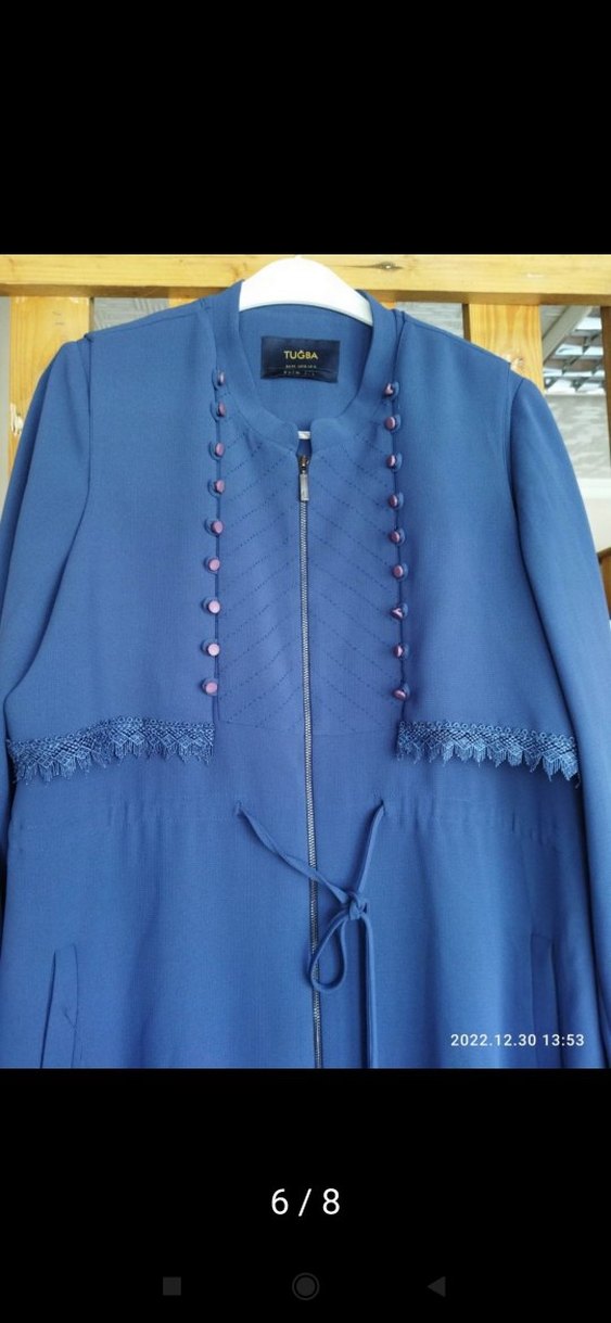 Kadın Lacivert Uzun Düğmeli Kaban - Görsel 4