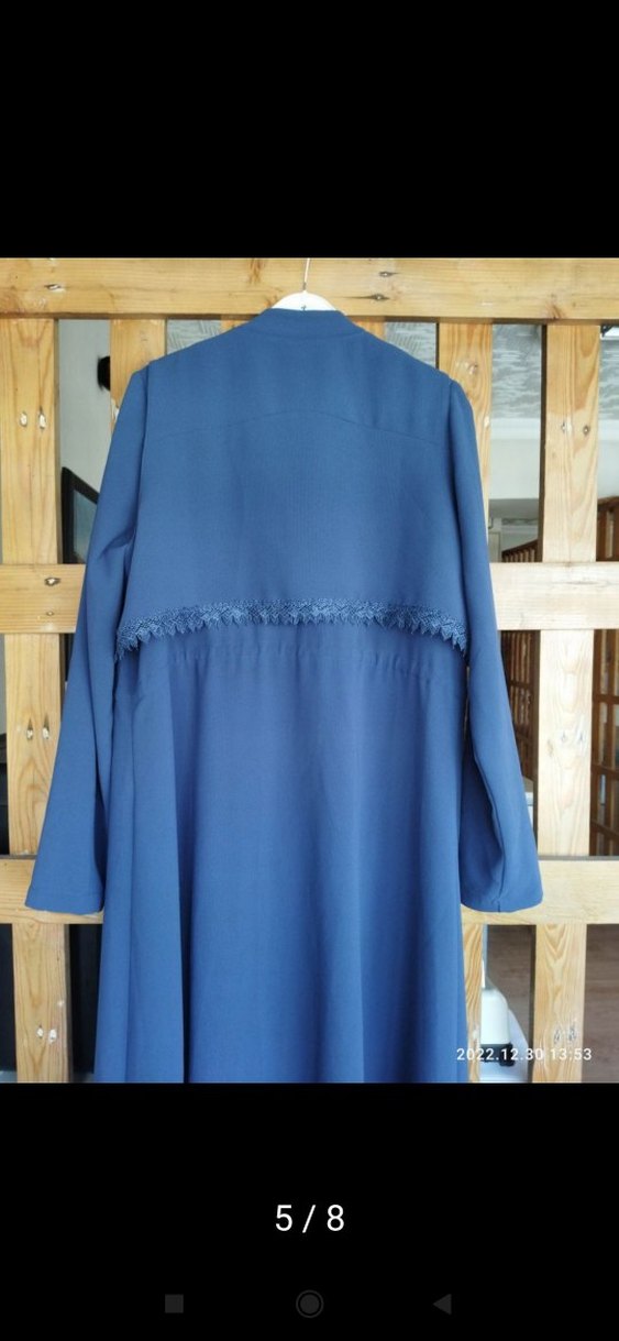 Kadın Lacivert Uzun Düğmeli Kaban - Görsel 3