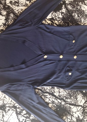 Düğmeli Lacivert Uzun Hamile Ceketi - Görsel 5