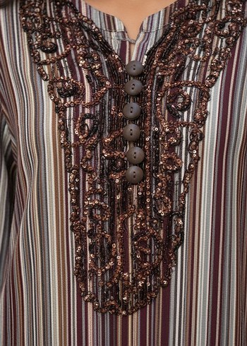 Boncuk Detaylı Bohem V Yaka Kadın Tunik - Görsel 4