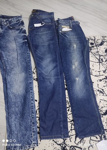 Kadın Mavi Bol Kesim Midi Kot Pantolon - Görsel 9