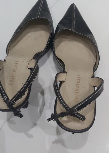 Klasik Siyah Deri Stiletto Tokalı Kadın Ayakkabı - Görsel 2