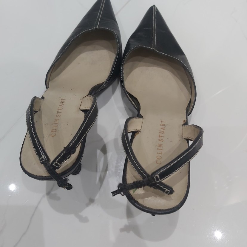 Klasik Siyah Deri Stiletto Tokalı Kadın Ayakkabı - Görsel 2