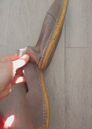 36 Beden gri Renk Bej Süet Kadın Dolgu Topuk Espadril