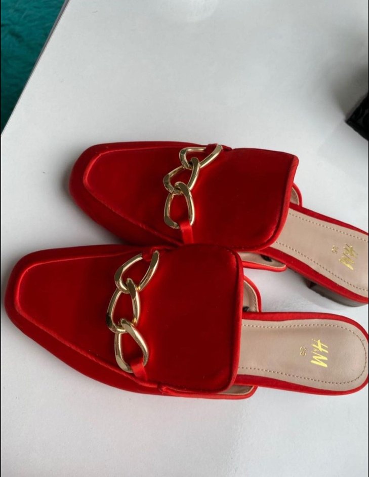 H&M Kırmızı Kadın Tokalı Terlik - Görsel 4