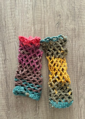 Renkli Örgü Bohem Kadın Eldiveni - Görsel 3