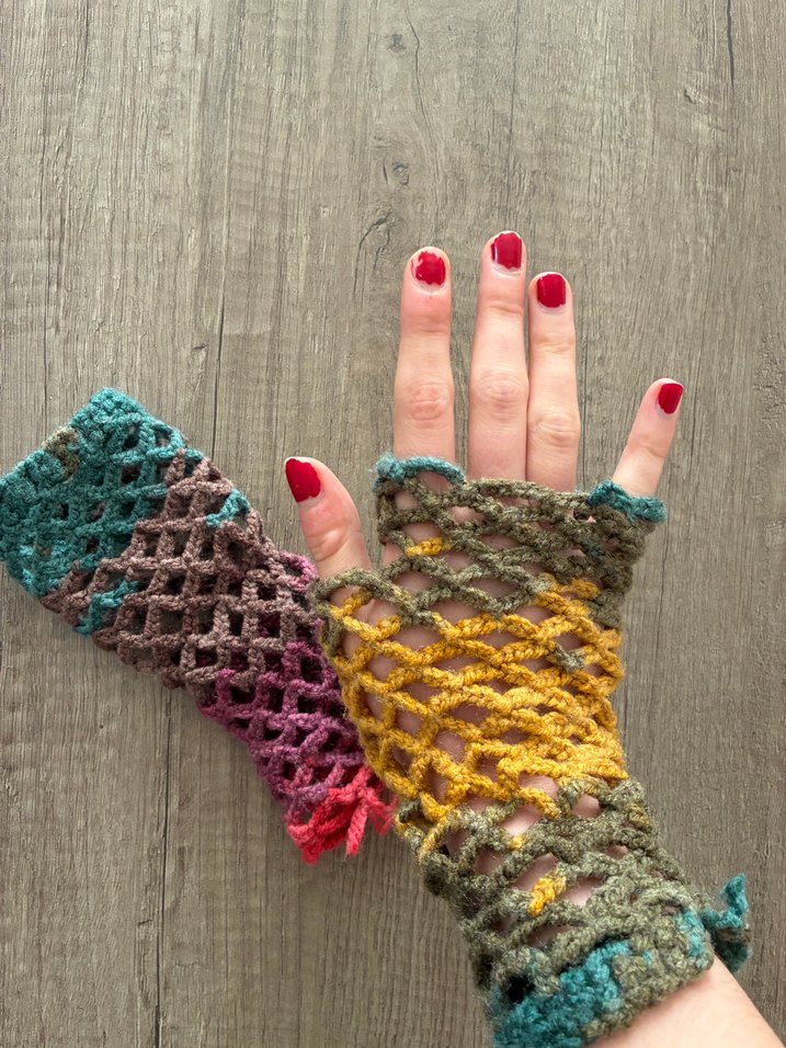 Renkli Örgü Bohem Kadın Eldiveni - Görsel 2
