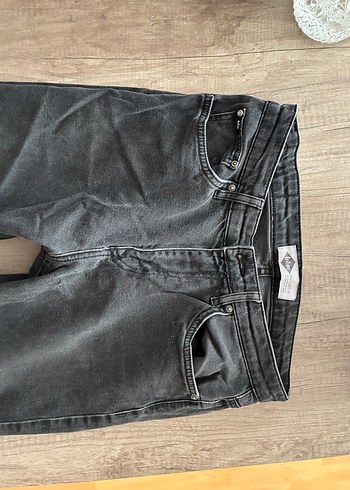 Gri Düğmeli Unisex Kot Pantolon - Görsel 2