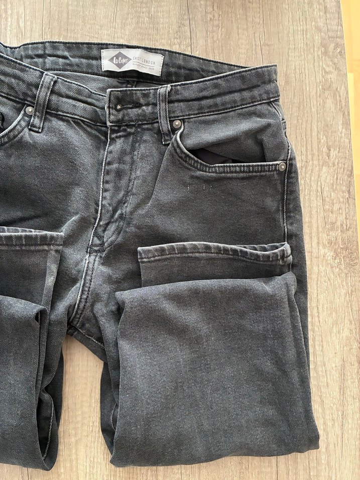 Gri Düğmeli Unisex Kot Pantolon - Görsel 4