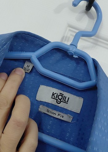 Mavi Erkek Gömlek, Düğmeli, Uzun Kollu - Görsel 2