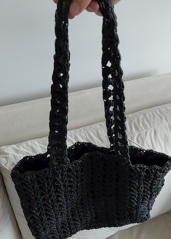 Siyah Örgü Dantel Kadın Çanta - Görsel 2
