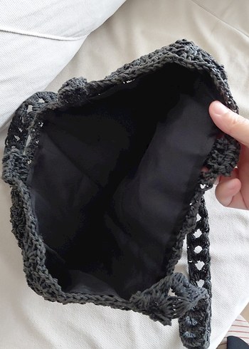 Siyah Örgü Dantel Kadın Çanta - Görsel 3