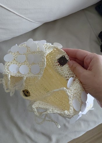 Beyaz Bohem Dantel Detaylı Örgü Kadın Çanta - Görsel 3