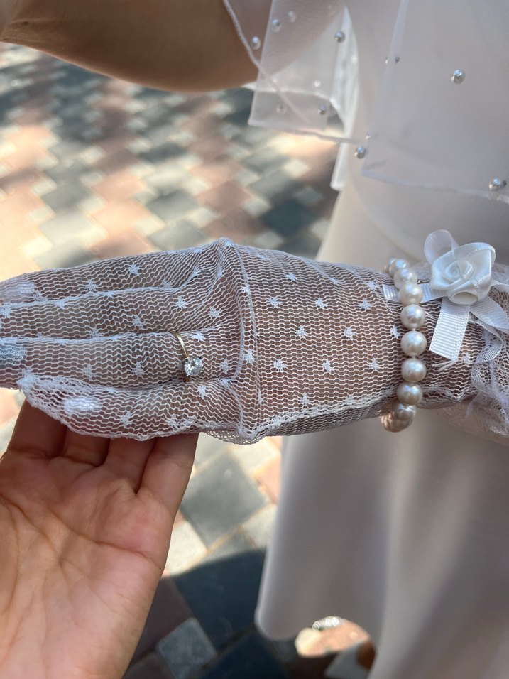 Beyaz straplez nikah elbisesi - Görsel 5