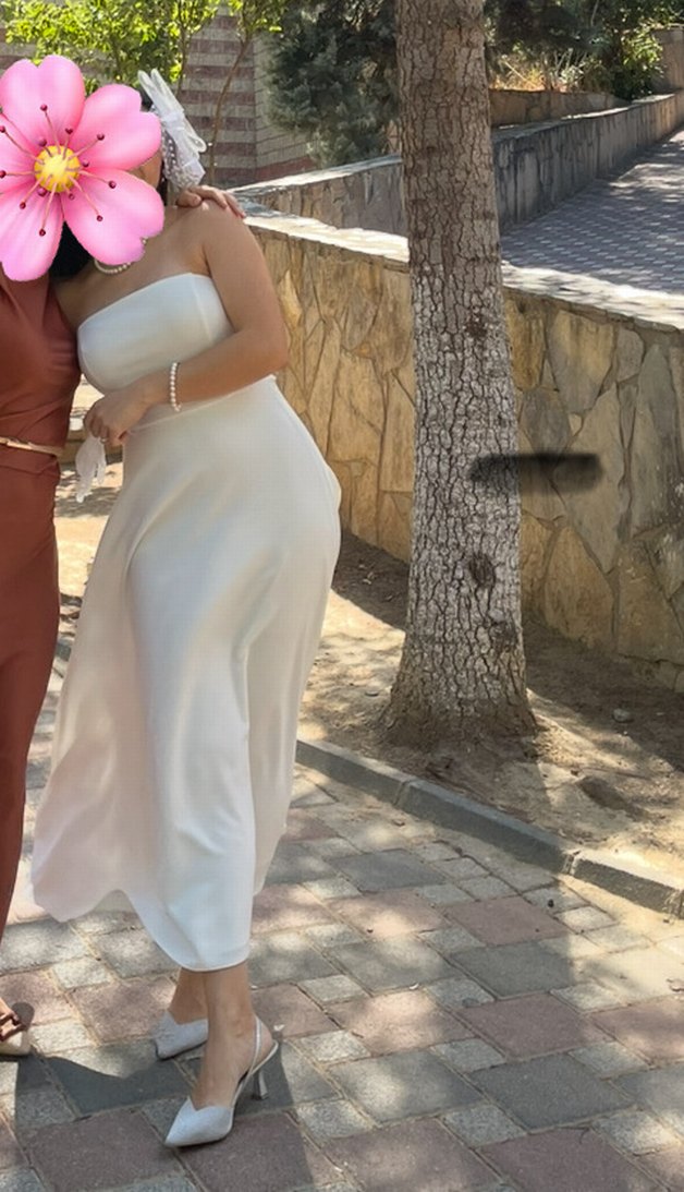 Beyaz straplez nikah elbisesi - Görsel 2