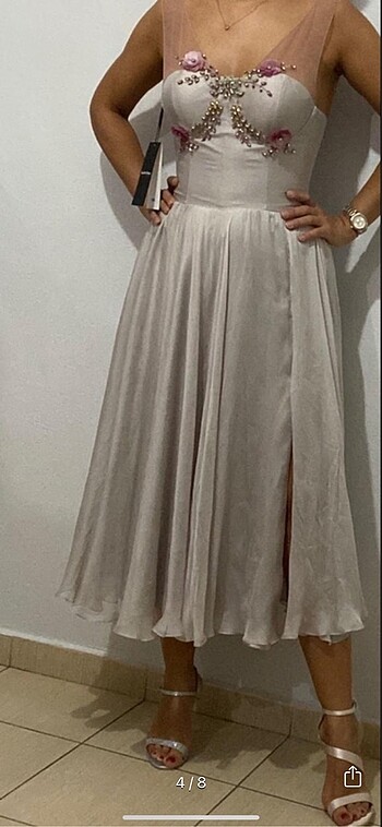 Saf İpek Elbise - Görsel 7