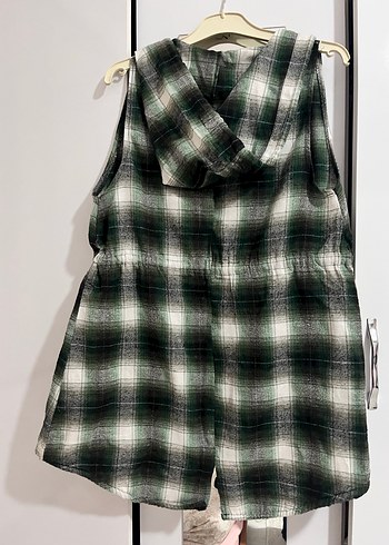 Yeşil Ekose Desenli Kolsuz Gömlek - Görsel 3