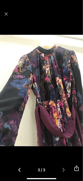 xl Beden Çiçekli Şifon Elbise