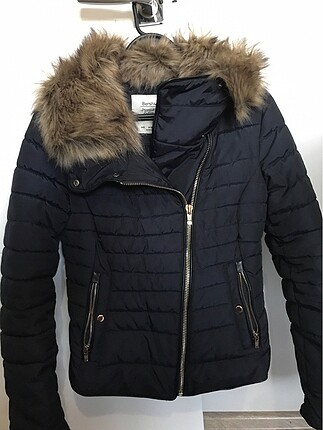 Bershka m beden lacivert kadın mont
